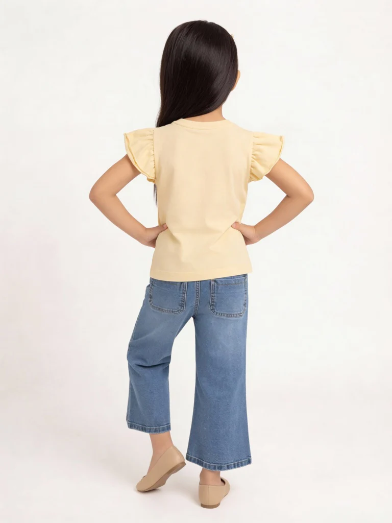 HOP Kids Girls Light Yellow Embroidered Cotton Top - Image 3