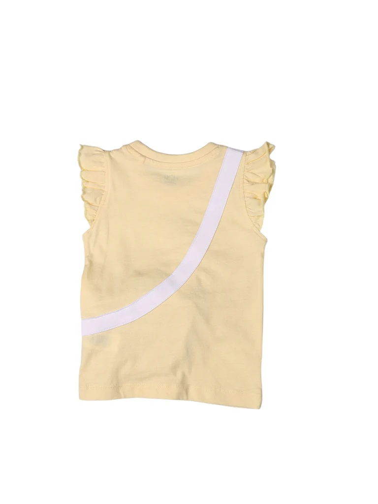 HOP Kids Girls Light Yellow Pouch Design Cotton Top - Image 4