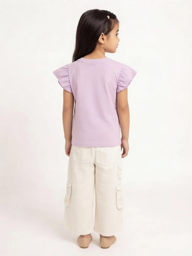 HOP Kids Girls Lilac Animal Embroidered Cotton Top - Image 3