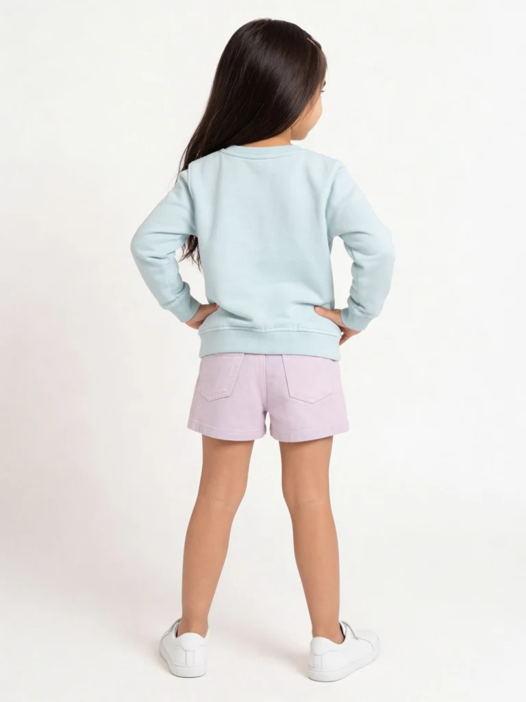 HOP Kids Girls Lilac Embroidered High-Rise Denim Skorts - Image 2