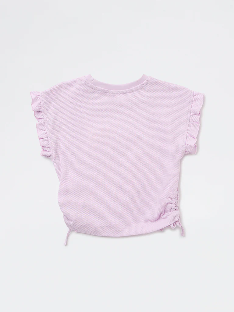 HOP Kids Girls Lilac Floral Embroidered Cotton Top - Image 4