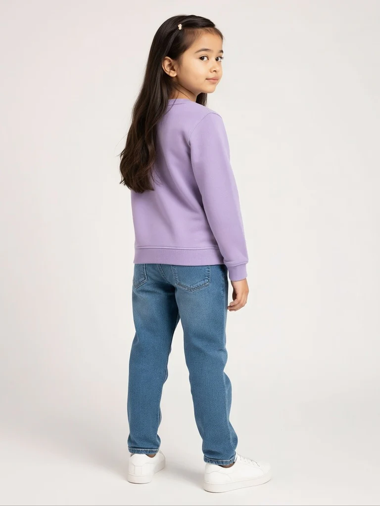 HOP Kids Girls Lilac Text Design Cotton-Blend Sweatshirt - Image 3