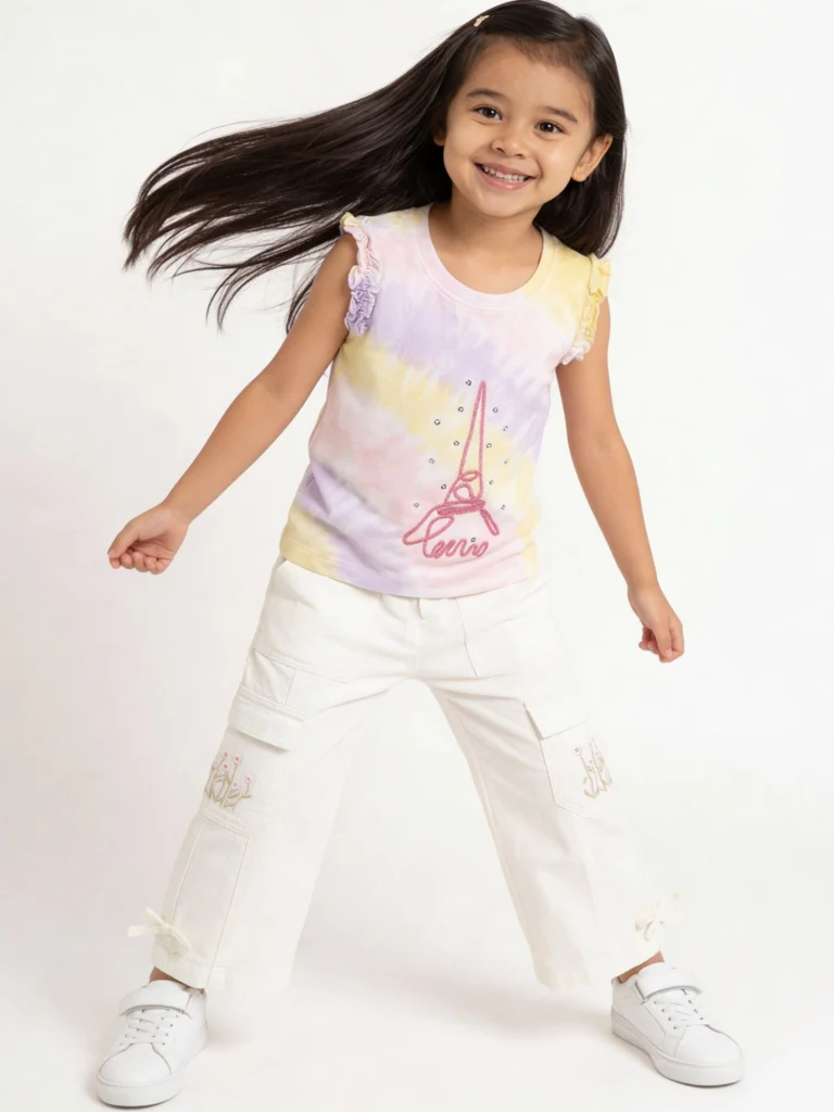 HOP Kids Girls Lilac Tie-Dye Cotton Top
