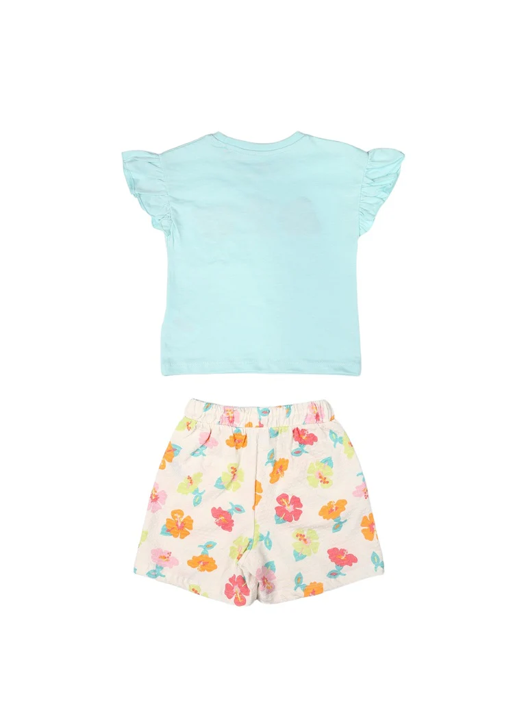 HOP Kids Girls Mint Green Embroidered Cotton Top and Shorts Set - Image 5