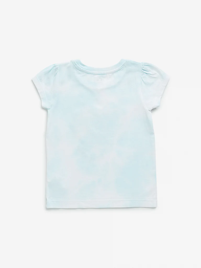 HOP Kids Girls Mint Heart Sequin Design Cotton T-Shirt - Image 3