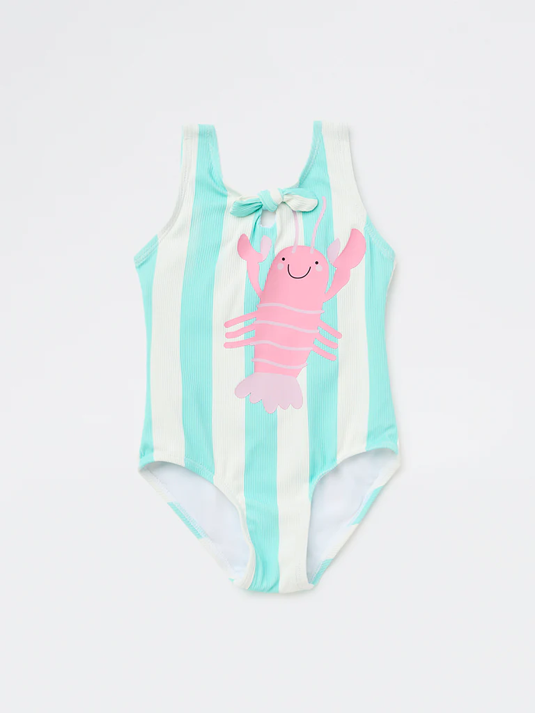 HOP Kids Girls Mint Striped Swimsuit - Image 3