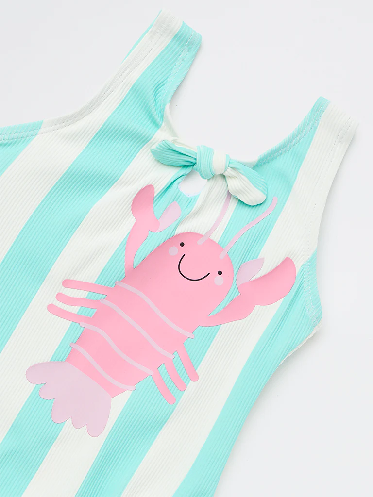 HOP Kids Girls Mint Striped Swimsuit - Image 5