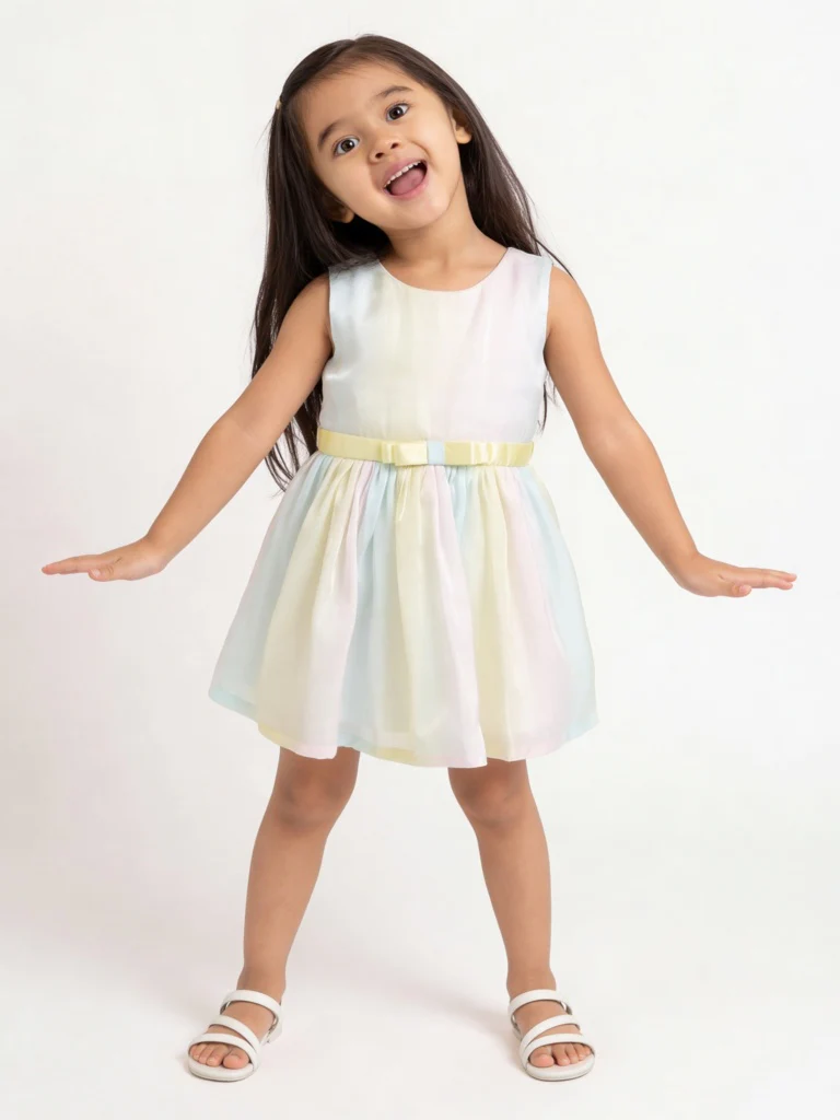 HOP Kids Girls Multicolour Bow-Detailed Mesh Dress