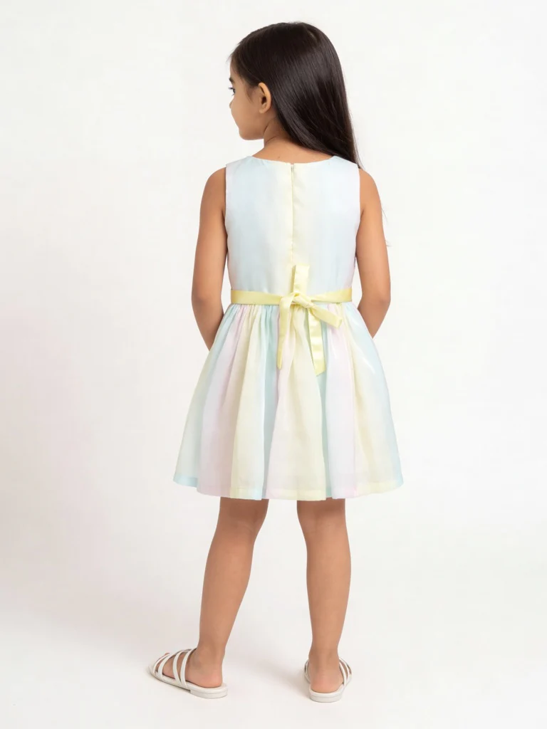 HOP Kids Girls Multicolour Bow-Detailed Mesh Dress - Image 2