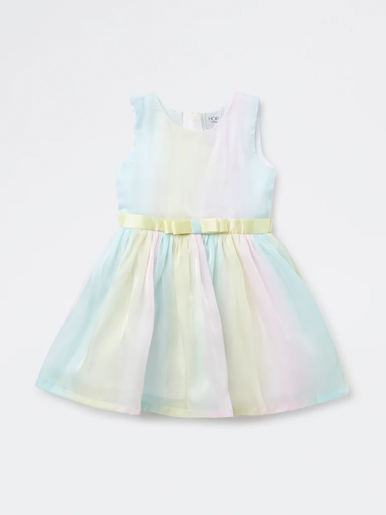 HOP Kids Girls Multicolour Bow-Detailed Mesh Dress - Image 3