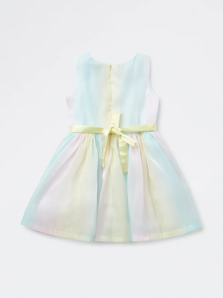 HOP Kids Girls Multicolour Bow-Detailed Mesh Dress - Image 4