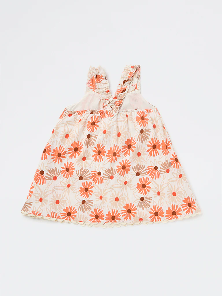 HOP Kids Girls Multicolour Floral A-Line Cotton Dress - Image 4
