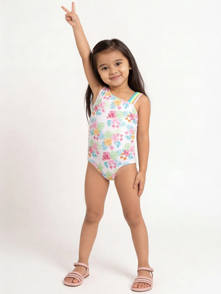 HOP Kids Girls Multicolour Floral Printed Swimsuit