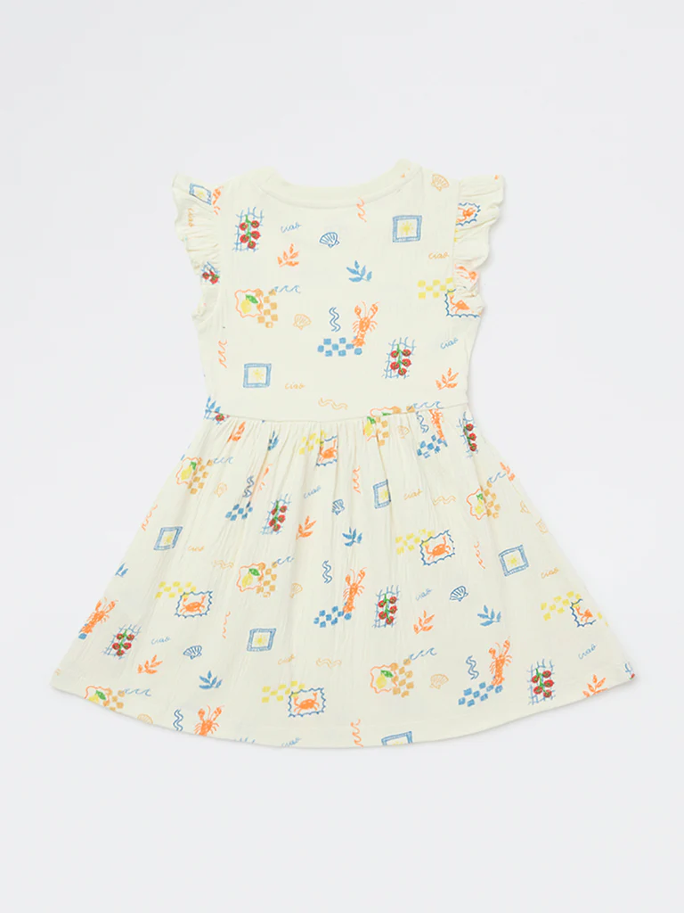 HOP Kids Girls Multicolour Printed Cotton-Blend A-Line Dress - Image 5