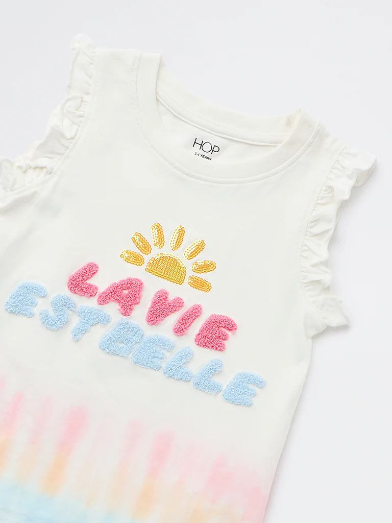 HOP Kids Girls Multicolour Printed Cotton Top - Image 3