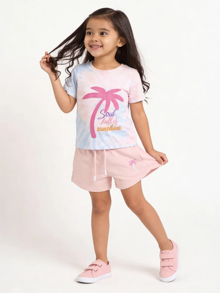 HOP Kids Girls Multicolour Tie Dye Cotton T-Shirt
