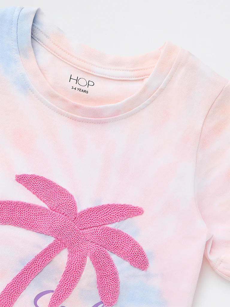 HOP Kids Girls Multicolour Tie Dye Cotton T-Shirt - Image 6