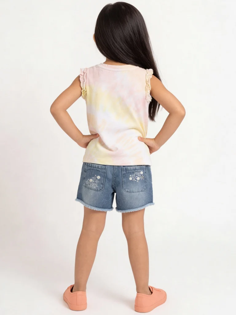 HOP Kids Girls Multicolour Tie-Dye Cotton Top - Image 3