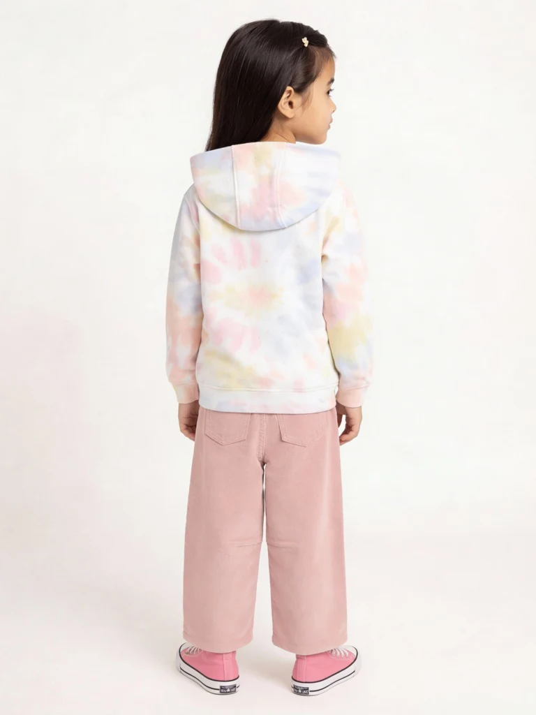 HOP Kids Girls Multicolour Tie-Dye Design Cotton-Blend Hoodie - Image 2