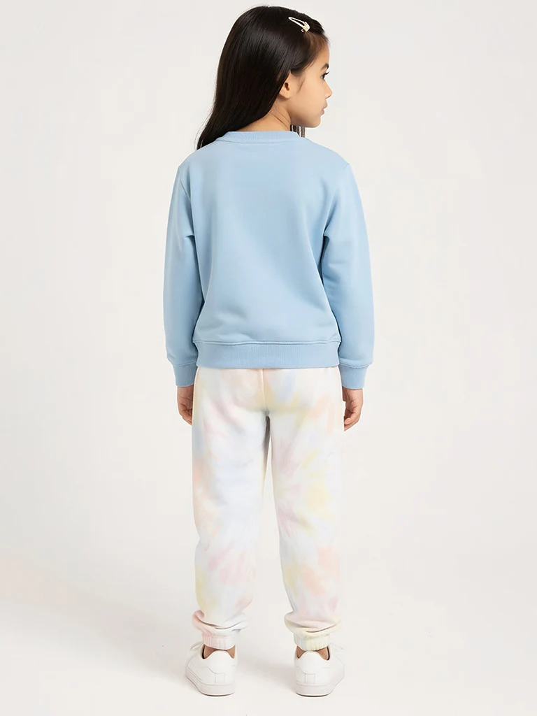 HOP Kids Girls Multicolour Tie-Dye High-Rise Cotton-Blend Joggers - Image 3
