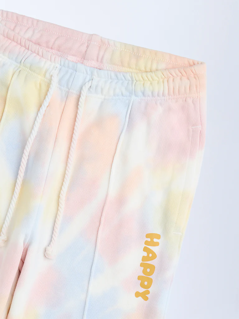 HOP Kids Girls Multicolour Tie-Dye High-Rise Cotton-Blend Joggers - Image 6