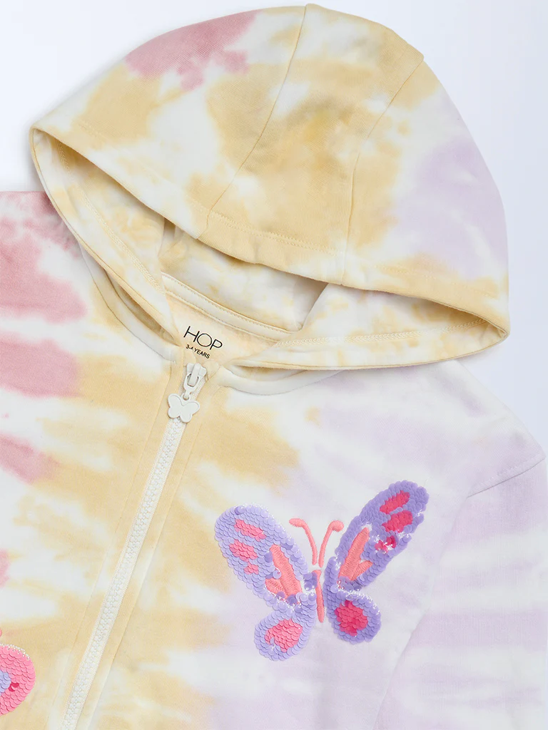 HOP Kids Girls Multicolour Tie-Dye Print Cotton-Blend Sweatshirt - Image 4
