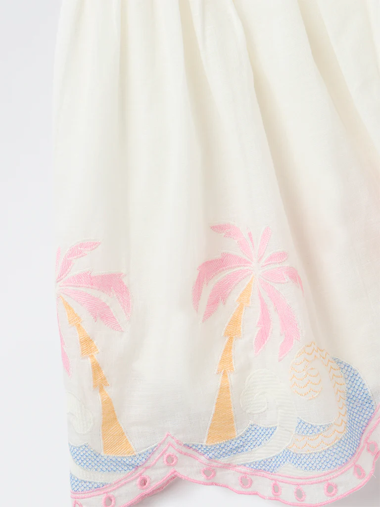 HOP Kids Girls Off-White A-Line Cotton Dress - Image 5