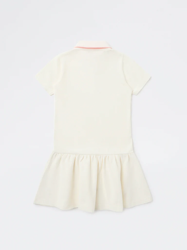 HOP Kids Girls Off-White Bow Detailed Cotton Shirt Dress - Image 4