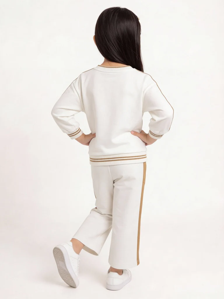 HOP Kids Girls Off-White Cotton-Blend Co-ord Set - Image 2