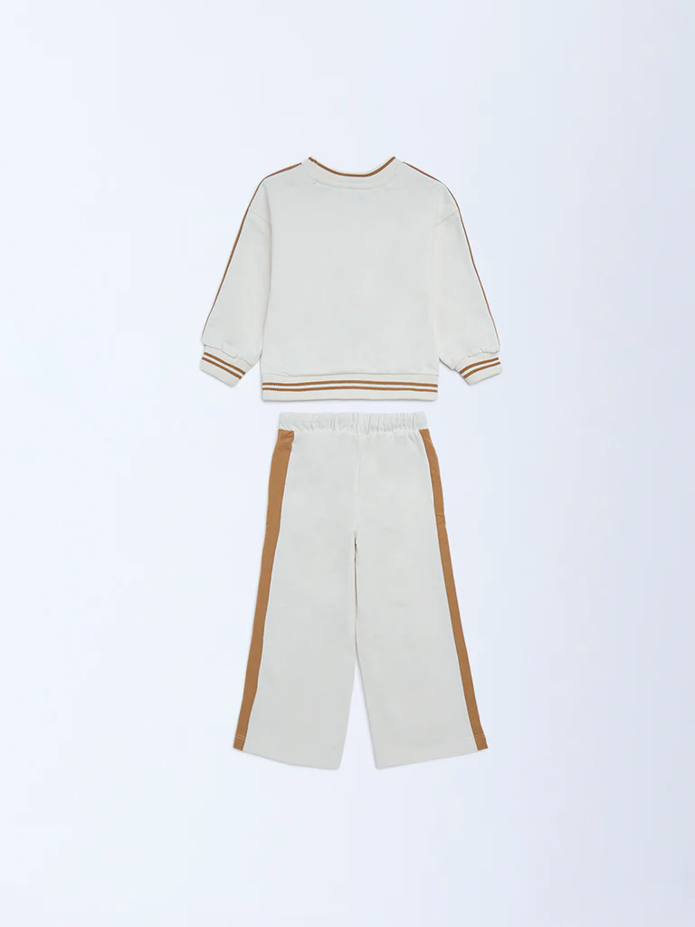 HOP Kids Girls Off-White Cotton-Blend Co-ord Set - Image 4
