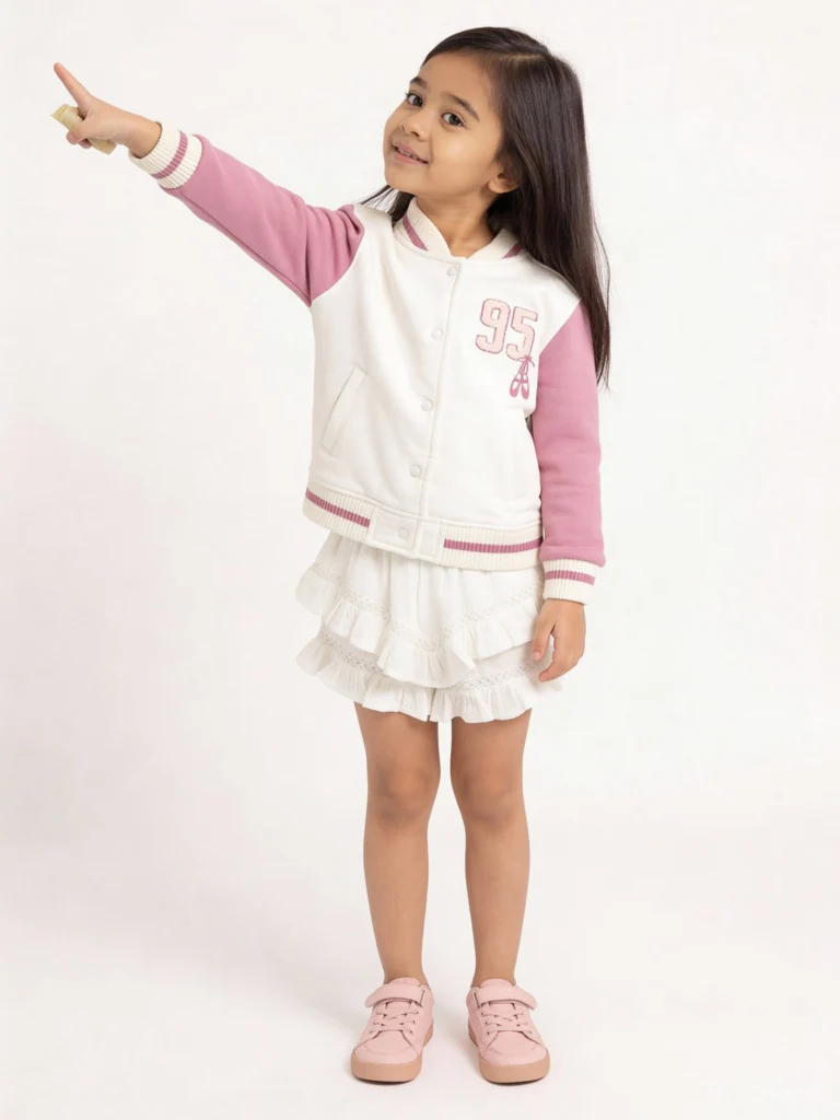 HOP Kids Girls Off-White Cotton-Blend High-Rise Skirt
