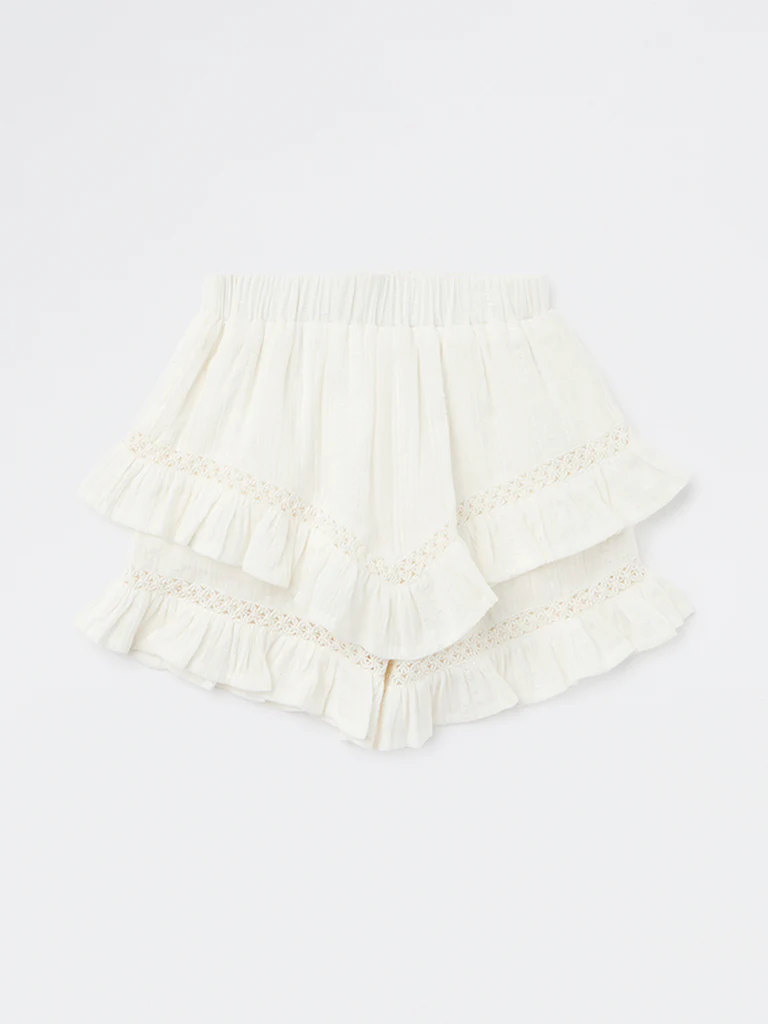 HOP Kids Girls Off-White Cotton-Blend High-Rise Skirt - Image 3