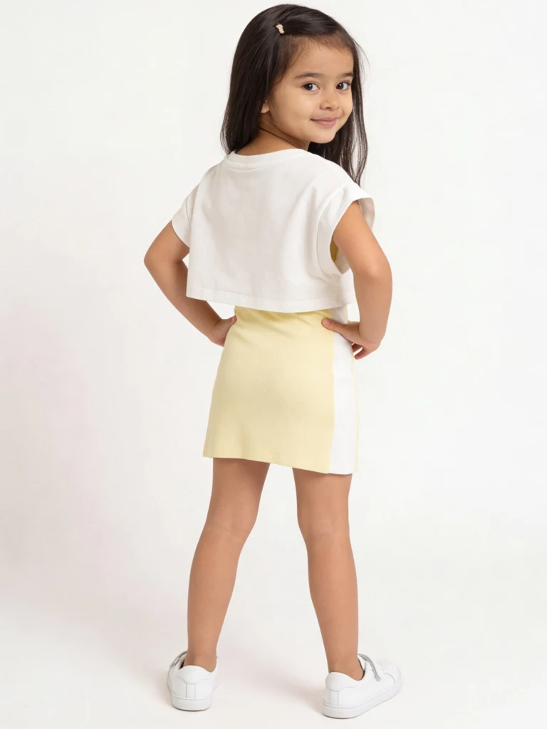 HOP Kids Girls Off-White Embroidered Cotton-Blend T-Shirt and Dress Set - Image 2
