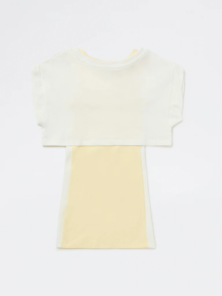 HOP Kids Girls Off-White Embroidered Cotton-Blend T-Shirt and Dress Set - Image 4