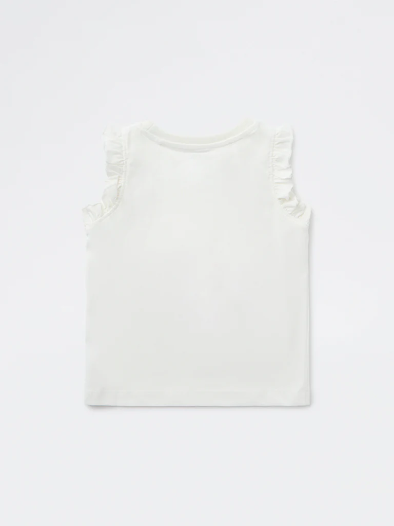 HOP Kids Girls Off White Embroidered Cotton Top - Image 5