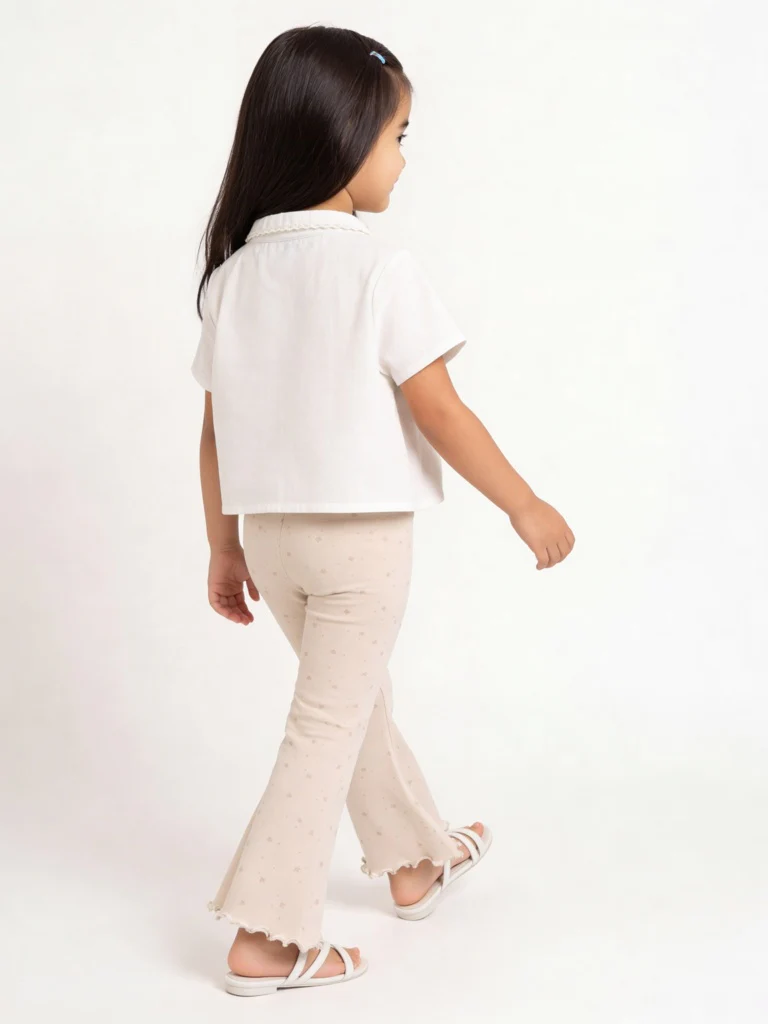 HOP Kids Girls Off-White Embroidered Resort-Fit Cotton Shirt - Image 2