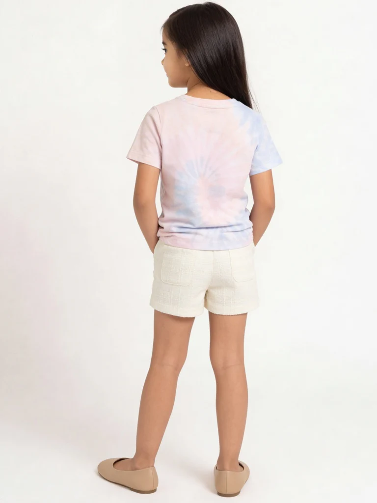 HOP Kids Girls Off-White Floral-Detailed Jacquard Skorts - Image 2