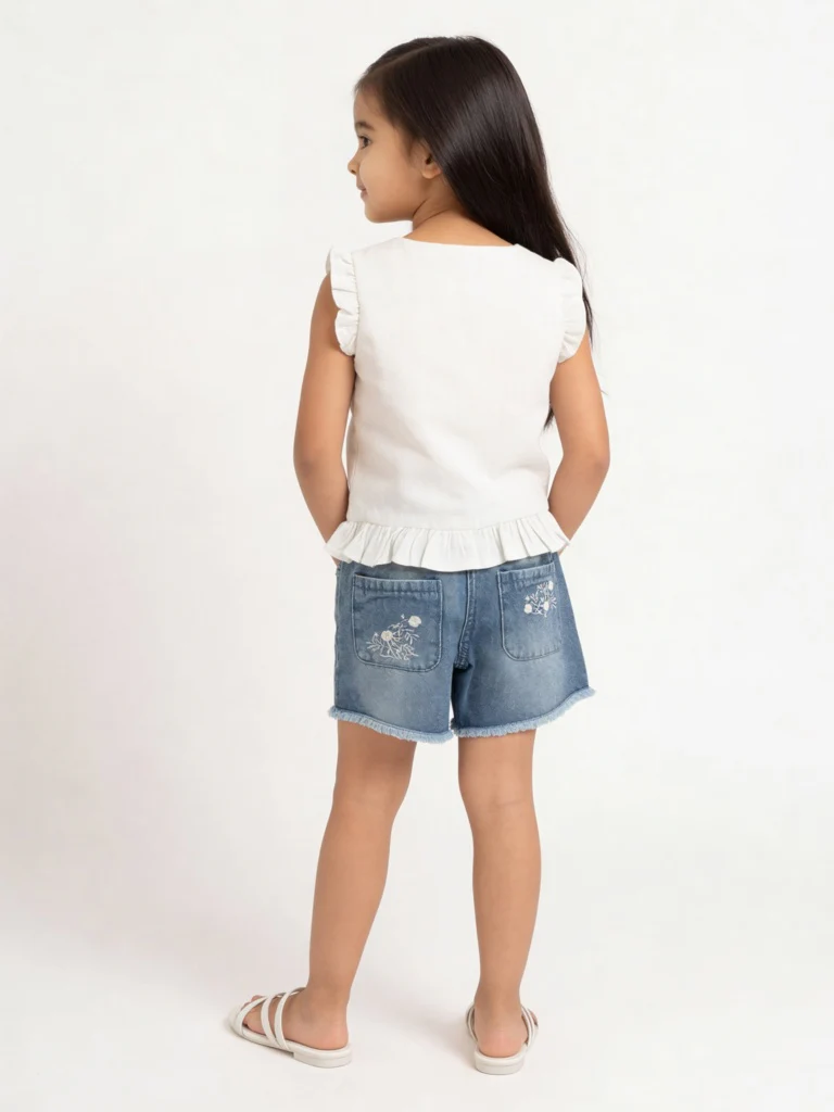 HOP Kids Girls Off-White Floral Embroidered Top - Image 2