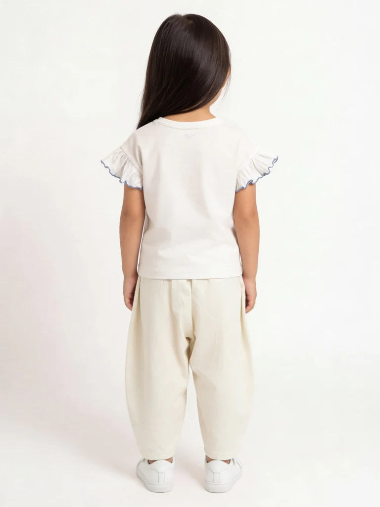 HOP Kids Girls Off-White High-Rise Relaxed-Fit Jeans - Image 2