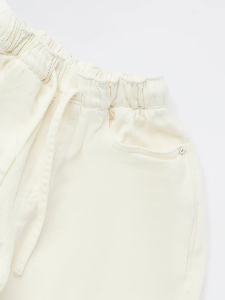HOP Kids Girls Off-White High-Rise Relaxed-Fit Jeans - Image 5
