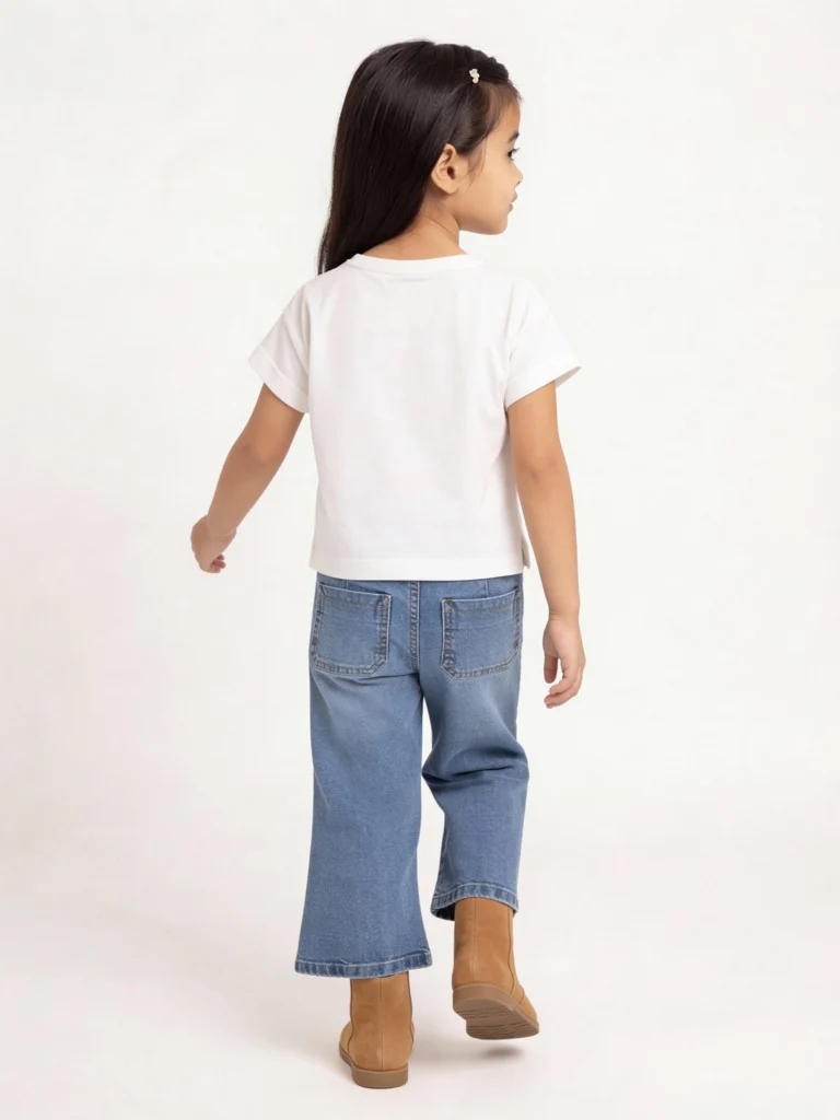 HOP Kids Girls Off-White Printed Cotton T-Shirt - Image 3