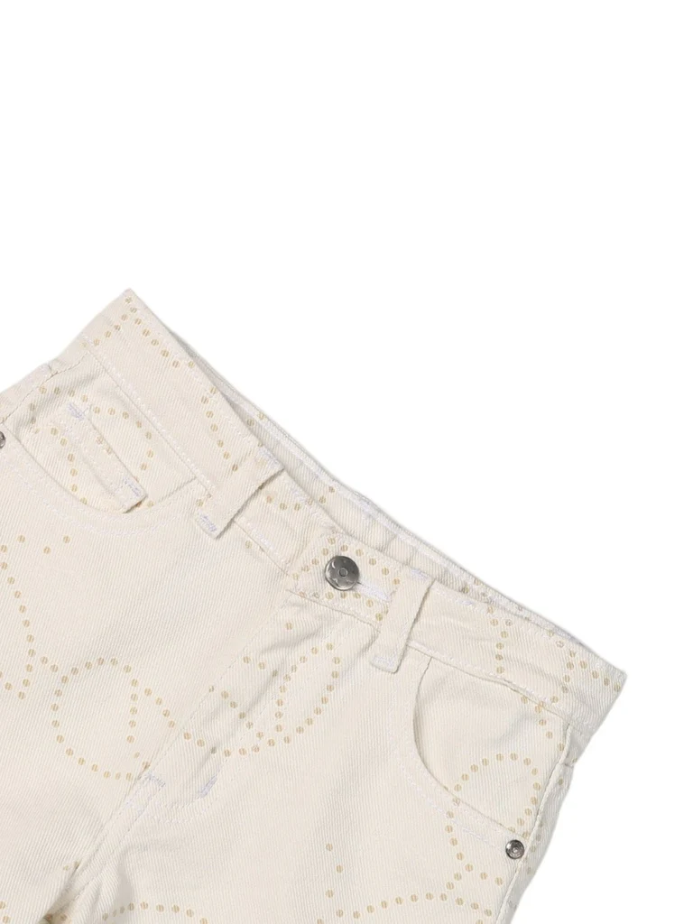 HOP Kids Girls Off-White Schiffli Pattern Denim Shorts - Image 5