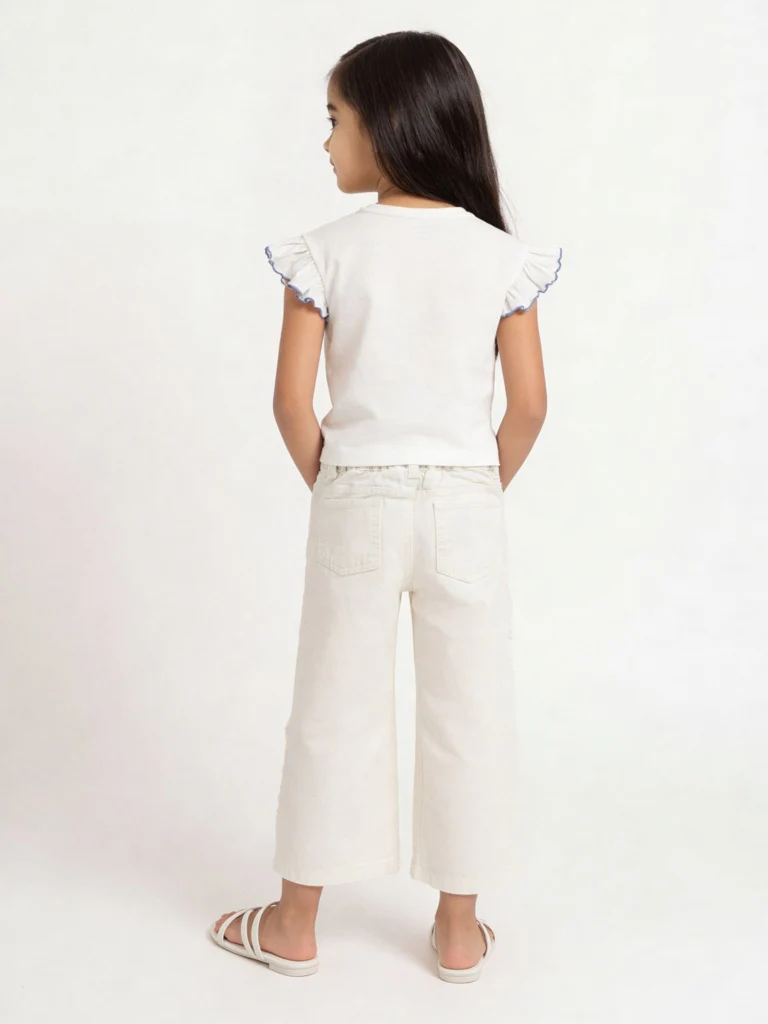 HOP Kids Girls Off-White Straight-Fit High-Rise Jeans - Image 2