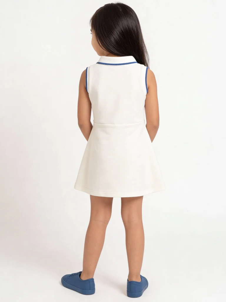 HOP Kids Girls Off-White Text-Detailed Tennis Dress - Image 2