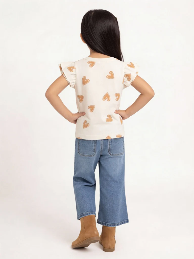 HOP Kids Girls Off-White Text Embellished Cotton Top - Image 3
