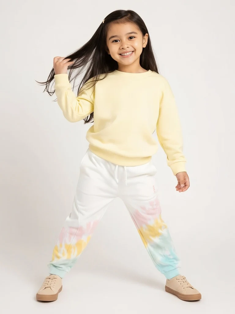 HOP Kids Girls Off-White Tie-Dye High-Rise Cotton-Blend Joggers