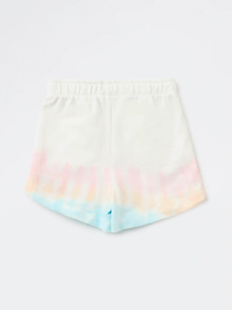 HOP Kids Girls Off-White Tie-Dye Pattern High-Rise Cotton Shorts - Image 5