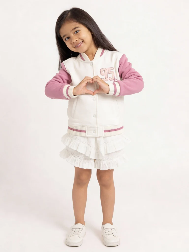 HOP Kids Girls Off-White Typographic Cotton-Blend Jacket