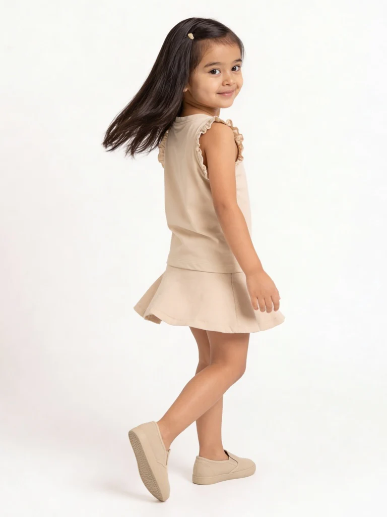 HOP Kids Girls Peach Printed High-Rise Cotton Skirt - Image 3