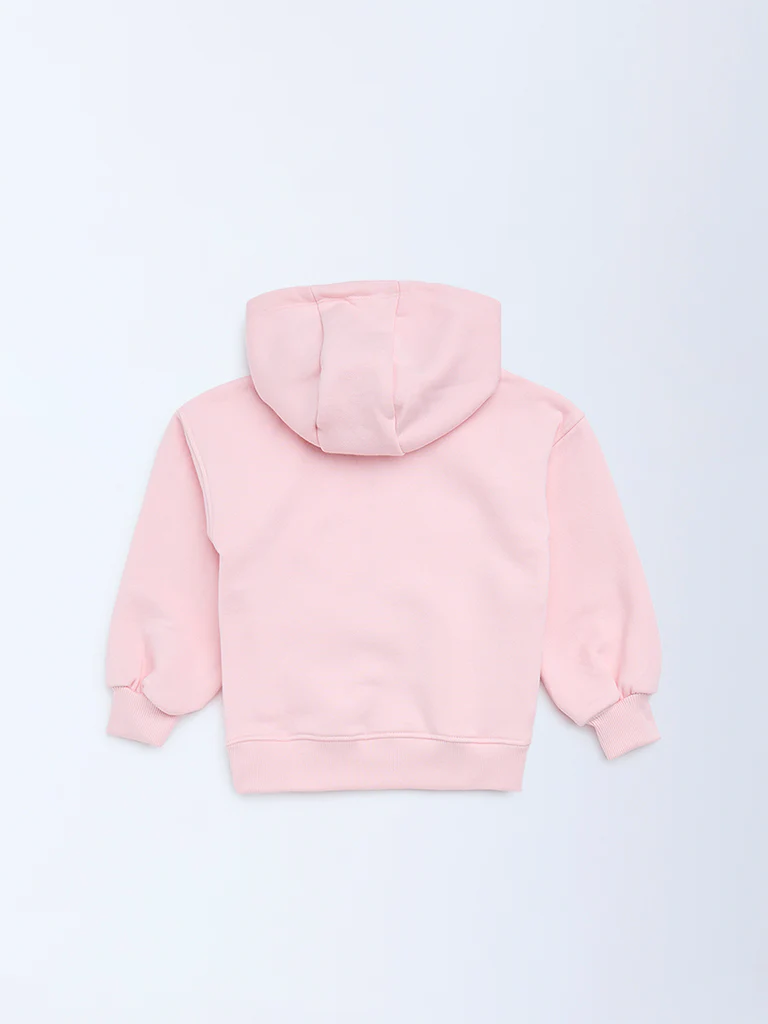 HOP Kids Girls Pink Animal Design Cotton-Blend Hoodie - Image 5